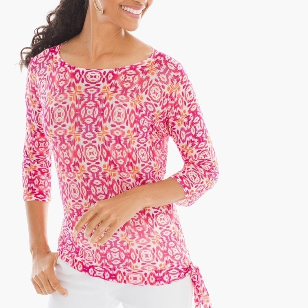 ❤️CHICO’S‎ PATTERNED SIDE-TIE PULLOVER ~ 12